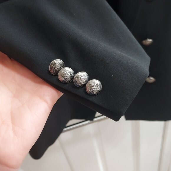 Theory Black Oversized Silver Embossed Button Blazer - Picture 7 of 8